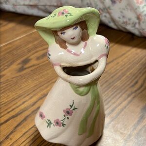 Vintage Ceramic Lady Figurine with Green Hat